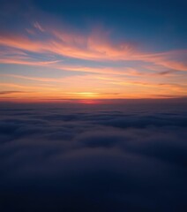 Fototapeta premium Soft blue twilight sky merging with warm sunset hues, serene and peaceful, spiritual, dreamy