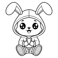 Bunny wearing a jacket, for coloring
