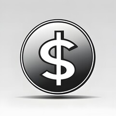 Fototapeta premium Black and White Dollar Sign Icon – Money Currency Symbol, dollar sign icon, silver dollar sign, dollar symbol icon