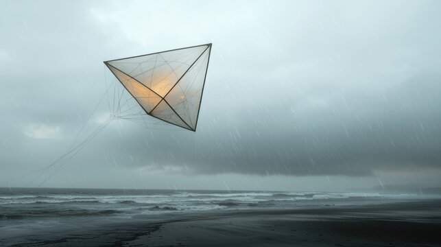 Digital Addiction and Notifications on a Stormy Beach - Powered by Adobe