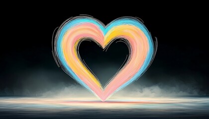 Painted Heart with Dark Background.