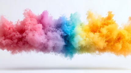 Colorful Smoke Flowing on a White Background Abstract Creative Design Rainbow Palette