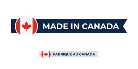 Made in Canada label with Canada flag colors. High-quality certification badge for Canada products, branding, and manufacturing authenticity