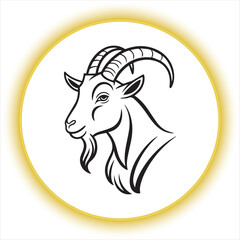 Goat Head Line Art Illustration,Minimalist Goat Outline Drawing,Black and White Goat Vector Art,Hand Drawn Goat Sketch Design,Simple Goat Head Silhouette,Elegant Goat Line Drawing