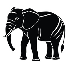 Obraz premium elephant silhouettes elephant icon illustration silhouette of a small elephant Vector head of mascot elephant head isolated on white Herd of elephants walking in line vector silhouette illustration is