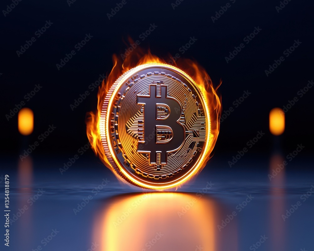 Poster a vibrant representation of bitcoin symbolizing its dynamic value in a digital economy.