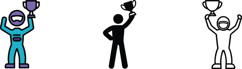 Racing Champion Winning Trophy Celebration Icon Styles