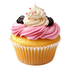 Cupcakes with Whipped Cream and Toppings on transparent background