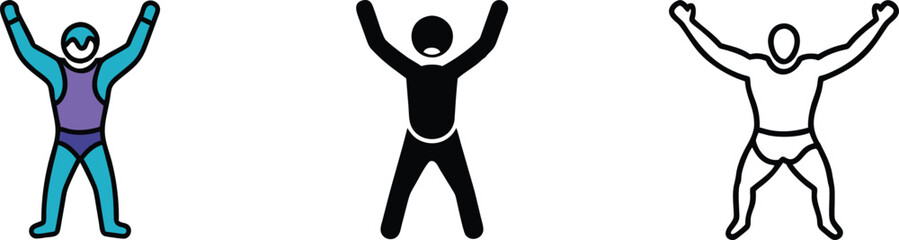Celebrating Victory Diverse Athlete Silhouettes in Winning Pose
