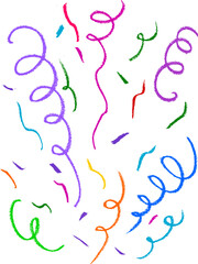 Confetti Explosion Crayon Chalk Drawing PNG Transparent