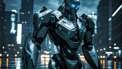 Fototapeta premium robot in front of the wall