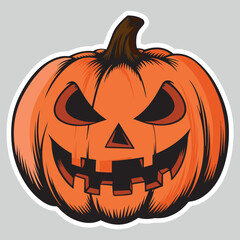 Collection of carved pumpkins with various scary and funny expressions, perfect for Halloween themes. Vector cartoon illustration
