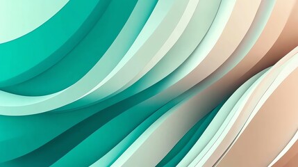 Obraz premium Abstract Wavy Layers Background in Teal and Beige Colors