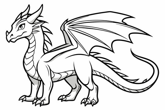 coloring page line art the dragon black vector