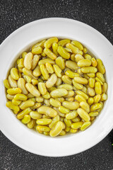 Beans flageolet green bean fresh delicious gourmet food background on the table rustic food top view copy space keto and paleo diet vegetarian and vegan food
