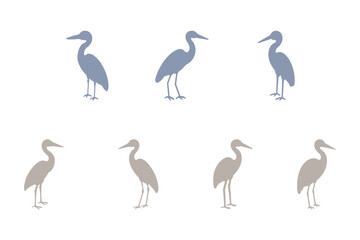 Heron Silhouette Animal Icon Set