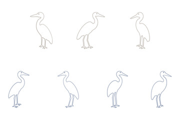 Heron Outline Animal Icon Set