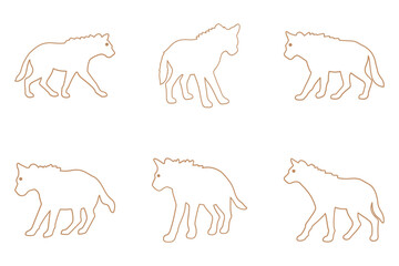 Hyena Outline Animal Icon Set