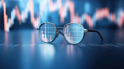 Holographic Interface with AI Technology Displayed in Stylish Glasses for Stock Market Analysis