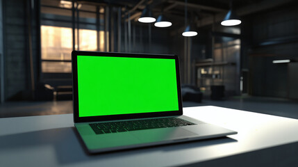 laptop, lap top, computer, green, screen, mockup, template, green screen, office, tech, working from home, working, remotely, work, daylight, real, realistic, cafe, atmosphere, display, monitor, 3d, r