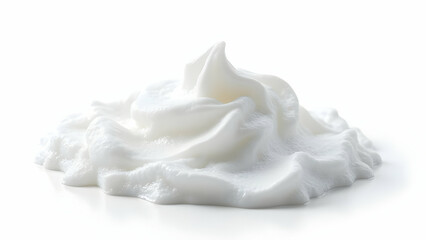 Pure Pristine White Soap Foam with Elegant Pearlescent Bubbles Gleaming Softly on White Surface