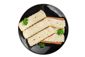 Sandwich soft cheese Camembert or Brie fresh delicious gourmet food background on the table rustic food top view copy space