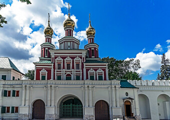 Protection of the Virgin church above the south gate of Novodevishy monastery in Moscow Russia. Years of construction 1625 - 1677