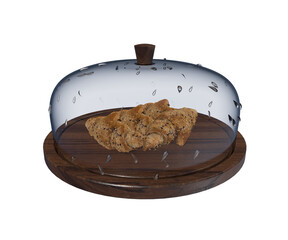 Croissant Inside Round Glass & Wood Wet Dessert Stand Png