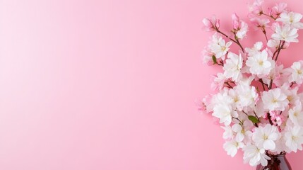 Delicate Spring Blossoms on Pink Background