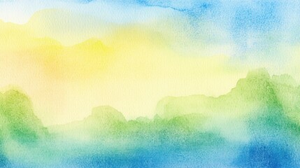 Fototapeta premium Abstract Watercolor Painting Featuring Blue Green and Yellow Hues