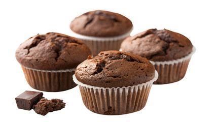 chocolate muffin isolated on white background
