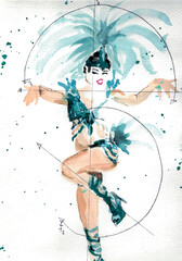 Obraz premium Brasilianerin Aquarellzeichnung