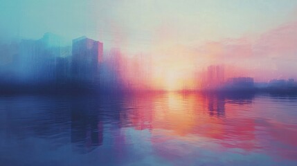 Fototapeta premium A surreal blend of glitch effects, pixelated distortions, and soft color gradients, creating an illusion of a digital mirage.