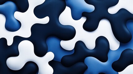 Abstract Fluid Shapes Pattern in Blue, White, and Dark Blue Colors.