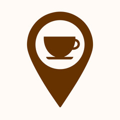 Coffee Shop Location Pin Icon, Cafe Map Marker, Beverage Store Symbol