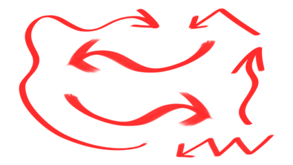 red hand painting arrows