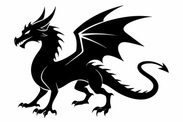 the dragon icon set black silhouette vector