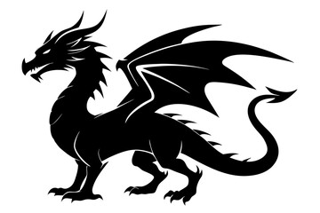 the dragon icon set black silhouette vector