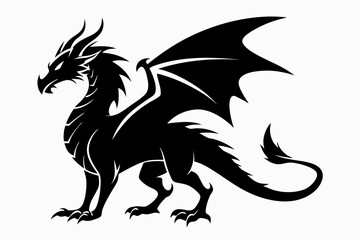 the dragon icon set black silhouette vector