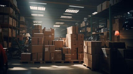 Boxes kept on shelves in the warehouse Hypnotic