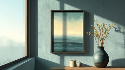 Fototapeta premium Peaceful coastal artwork in modern interior