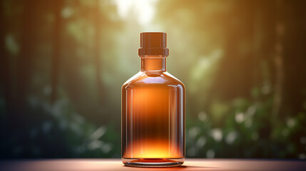 Brown glass bottle with paper empty label