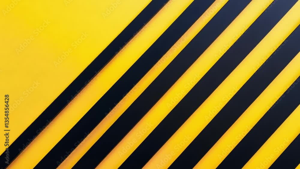 Poster abstract geometric pattern featuring yellow background with bold black diagonal stripes creating a m