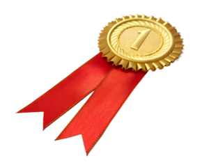 gold medal with red ribbon isolated on transparent background