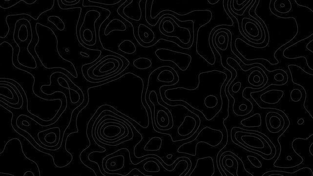 Abstract outline topographic isolated on black background 4k animation video