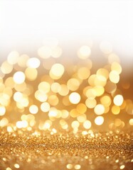 white background with sparkling gold glitter bokeh swirls