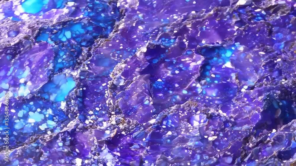 Poster close-up of a vibrant blue and purple sodalite gemstone texture with sparkling facets mineral patter