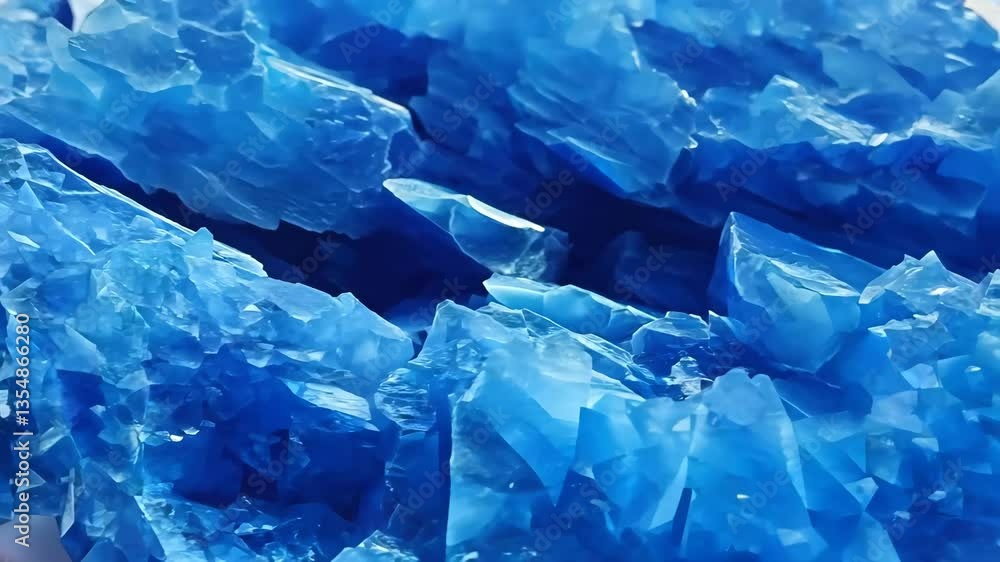 Poster close-up of vibrant blue sodalite crystals with sharp edges and intricate mineral pattern texture ma
