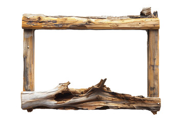 Natural Rustic Wooden Frame for a Cozy Atmosphere Isolated on Transparent Background