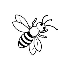 A Honeybee collecting nectar silhouette vector illustration
